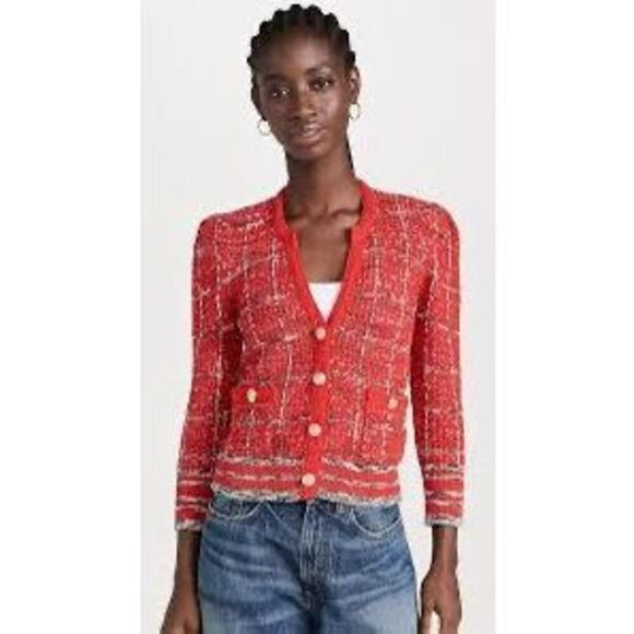 New NWT Jenni Cardigan in Red Multi L'AGENCE Retails $675 Sl - Picture 8 of 9